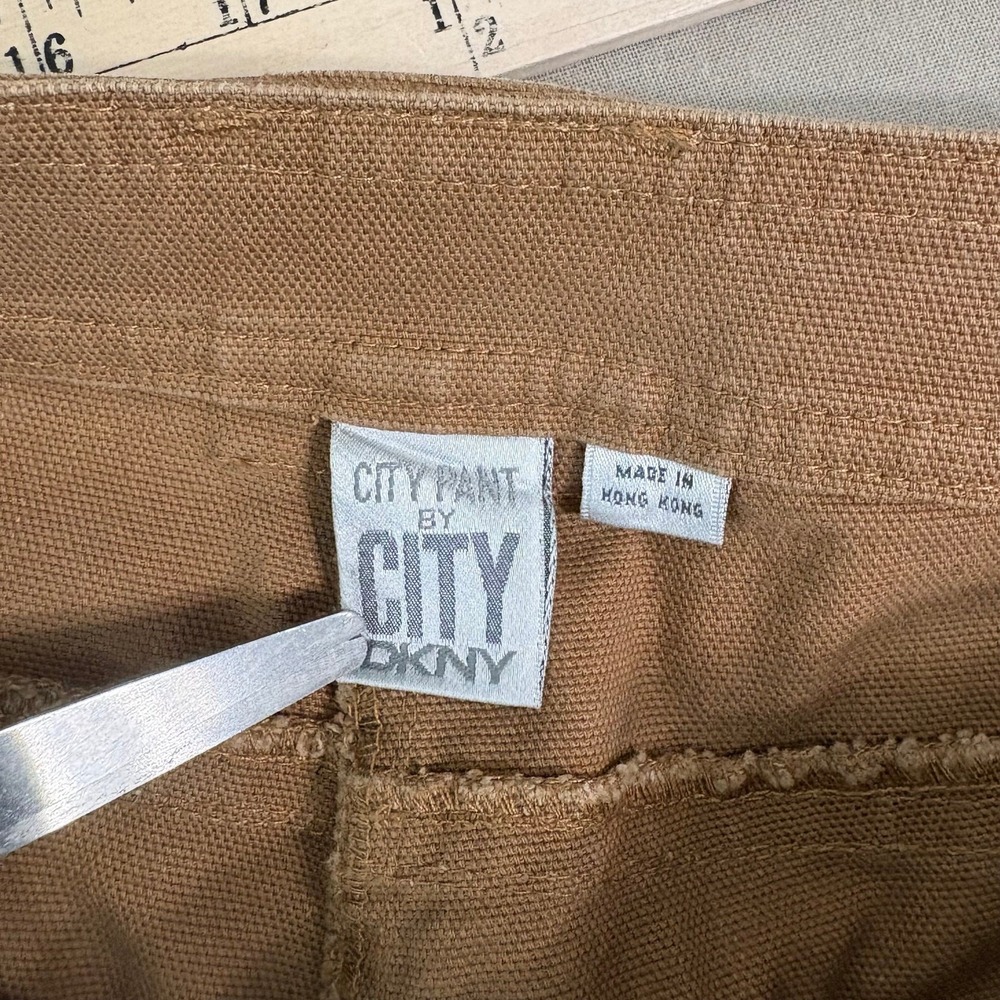 Vintage DKNY City Pants Womens Size 10 Brown Straight Utility Zipper Grunge Y2K - Picture 7 of 13